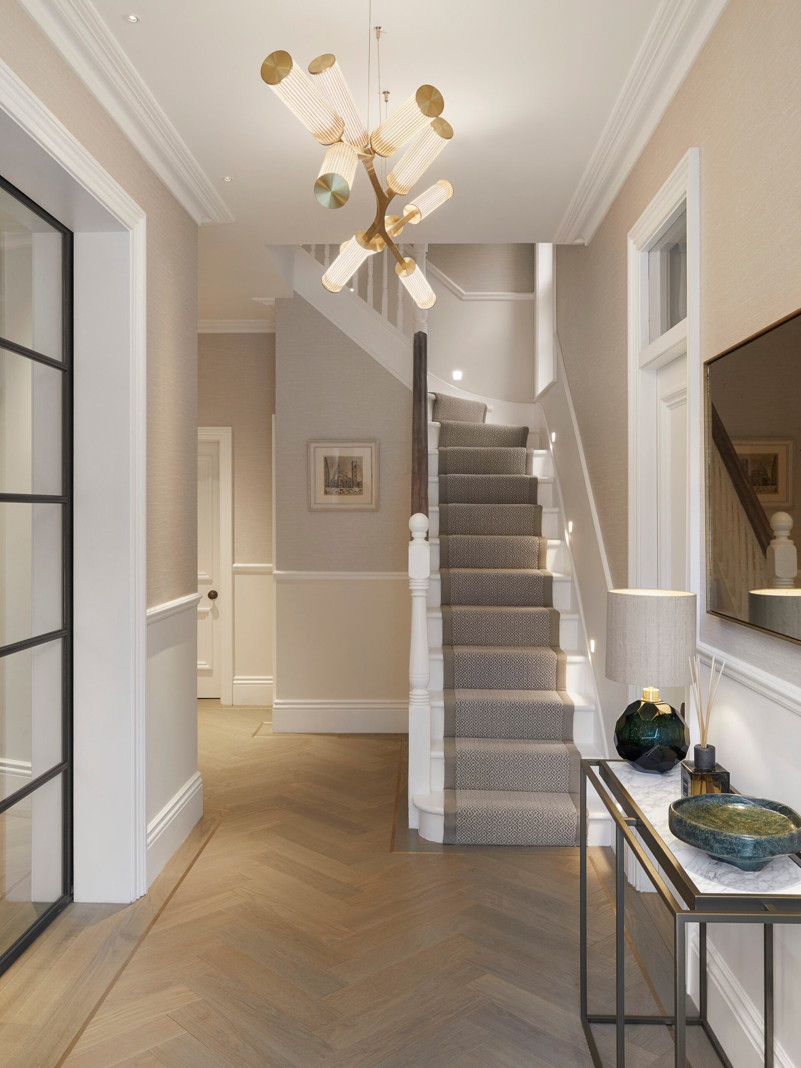 Moretti Interior Design Revitalises a Grade II Listed Family Home in London designers journal business and interiors luxury hallway